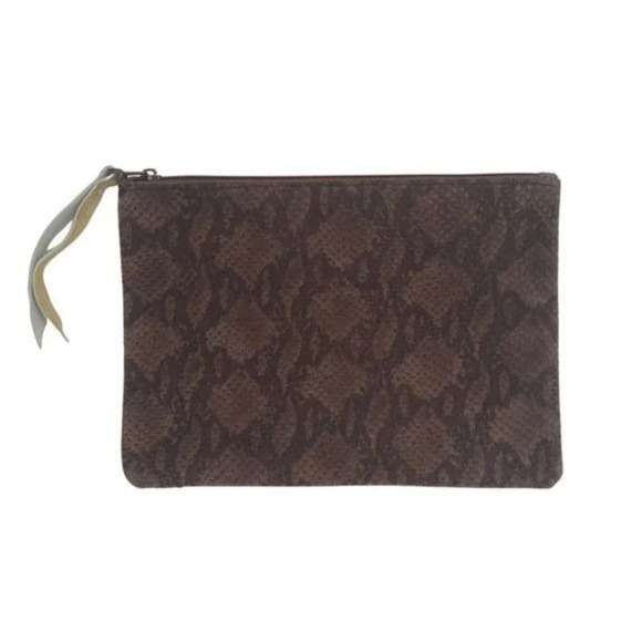 Lalla Marrakech Snake Print Leather Clutch Bag - Picture 1 of 4